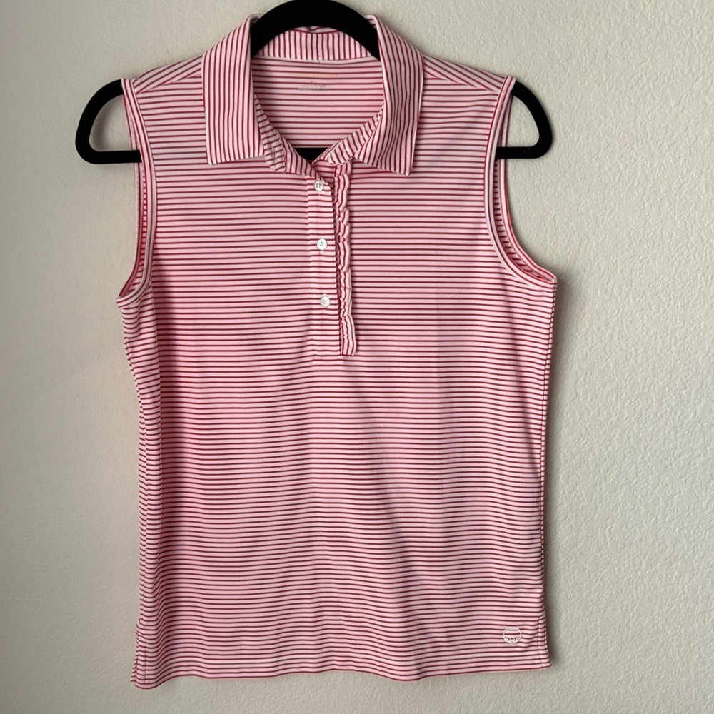 Tory Burch red Sleeveless Fitted Polo Tank